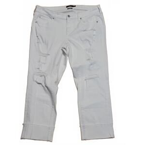 Torrid White Vintage Stretch Cuffed Crop Boyfriend Jeans Size 14